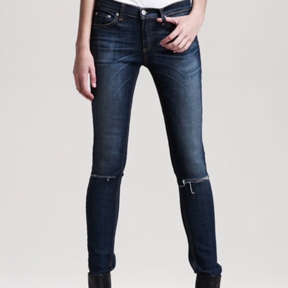 RAG & BONE - SKINNY DISTRESSED KNEE HAMPSTEAD JEAN - Picture 14 of 14
